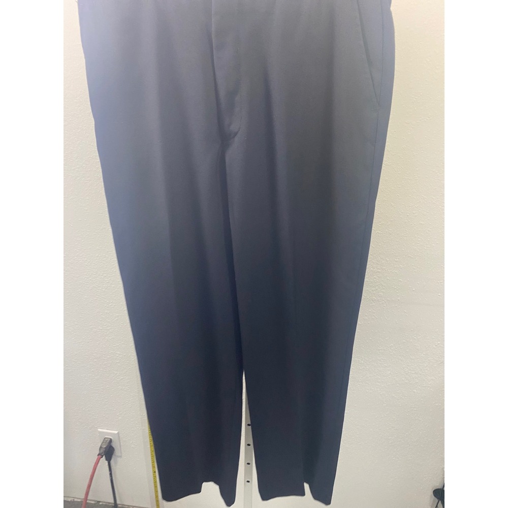Mens Black Flat Front Dress Pants Straight Leg Professional Trousers 36x26